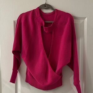 Express Women's Fuchsia V-Neck Sweater